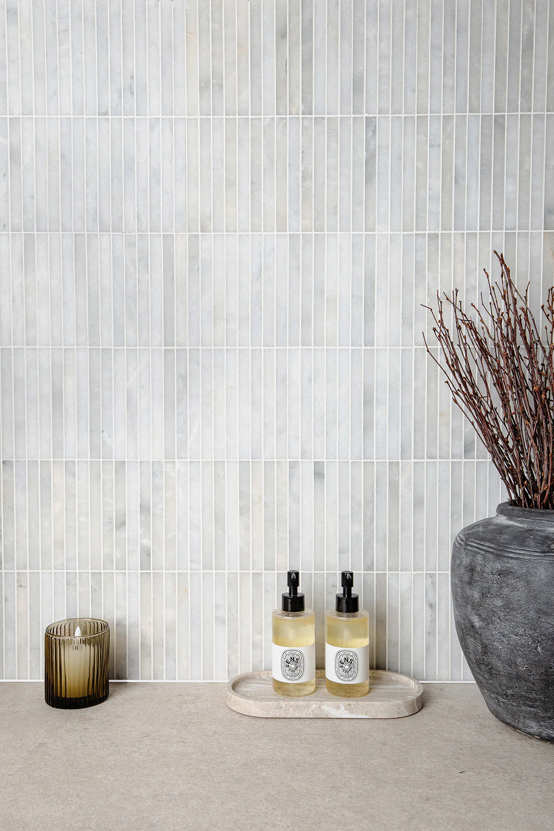 Carrara Bianco Honed Marble Stick Mosaic Tiles