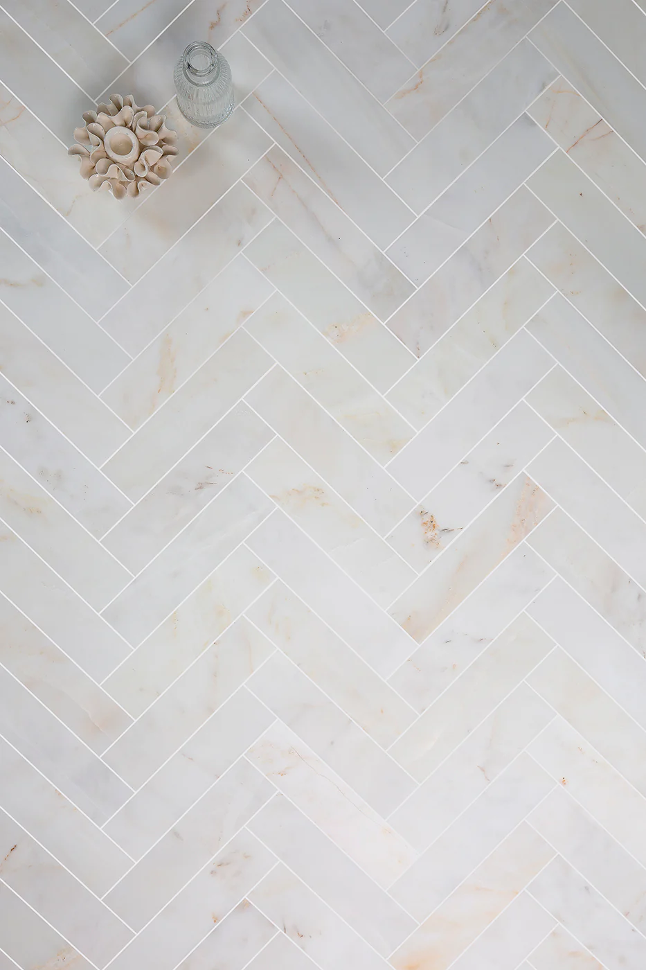 Carrara Oro Honed Marble Herringbone Metro