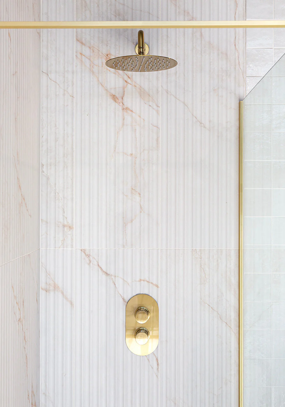 Carrara Rosa Pink Marble Effect Fluted Tiles
