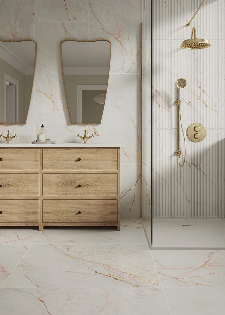 Carrara Rosa Pink Matt Marble Effect Tiles - Image 6