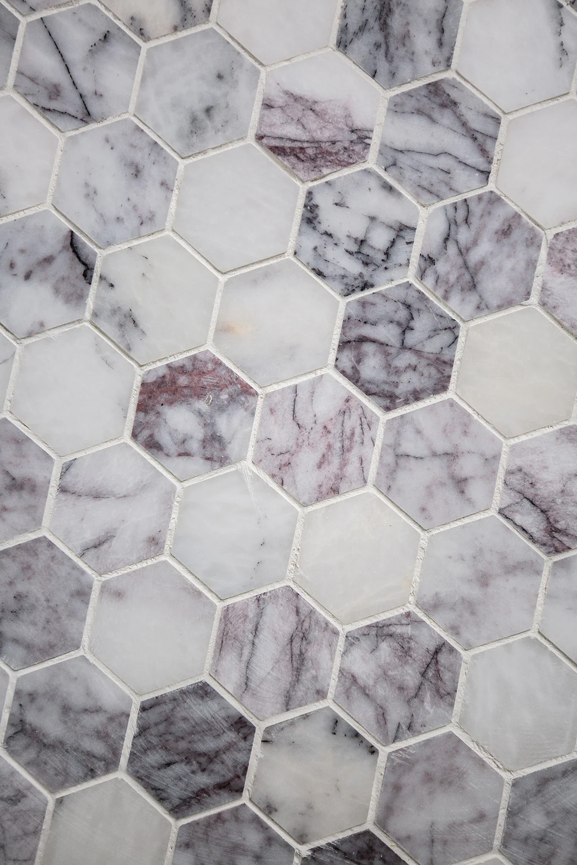 Carrara Viola Dusk Honed Marble Hexagon Mosaic - Image 2