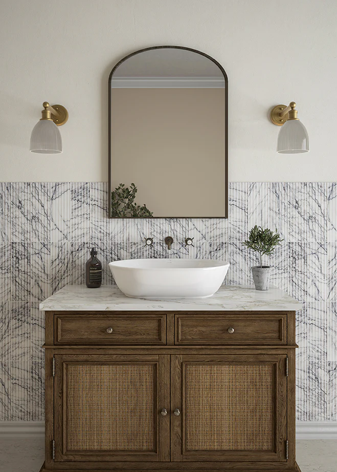 Carrara Viola Dusk Marble Fluted Tiles