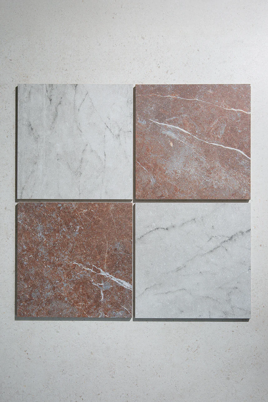 Chalfont Antiqued Red and White Marble Effect Chequerboard - Image 13