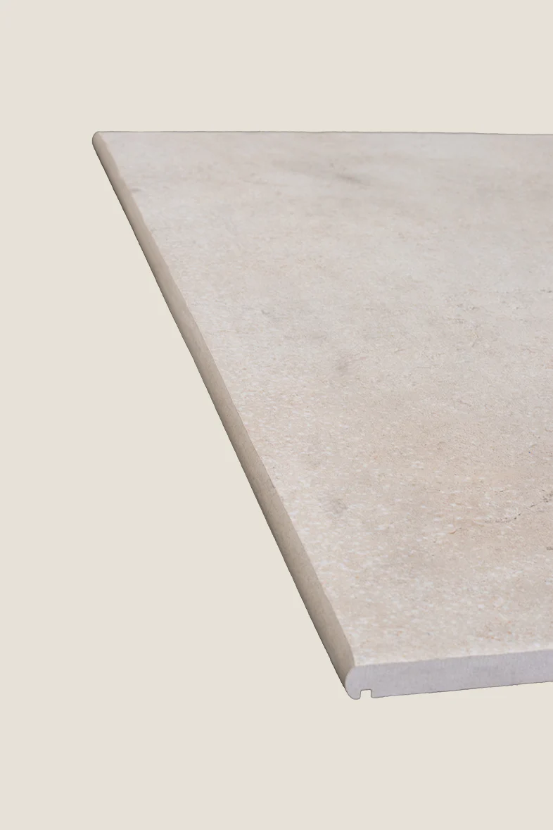 Dorchester Aged White Stone Effect Porcelain Bullnose Step - Image 2