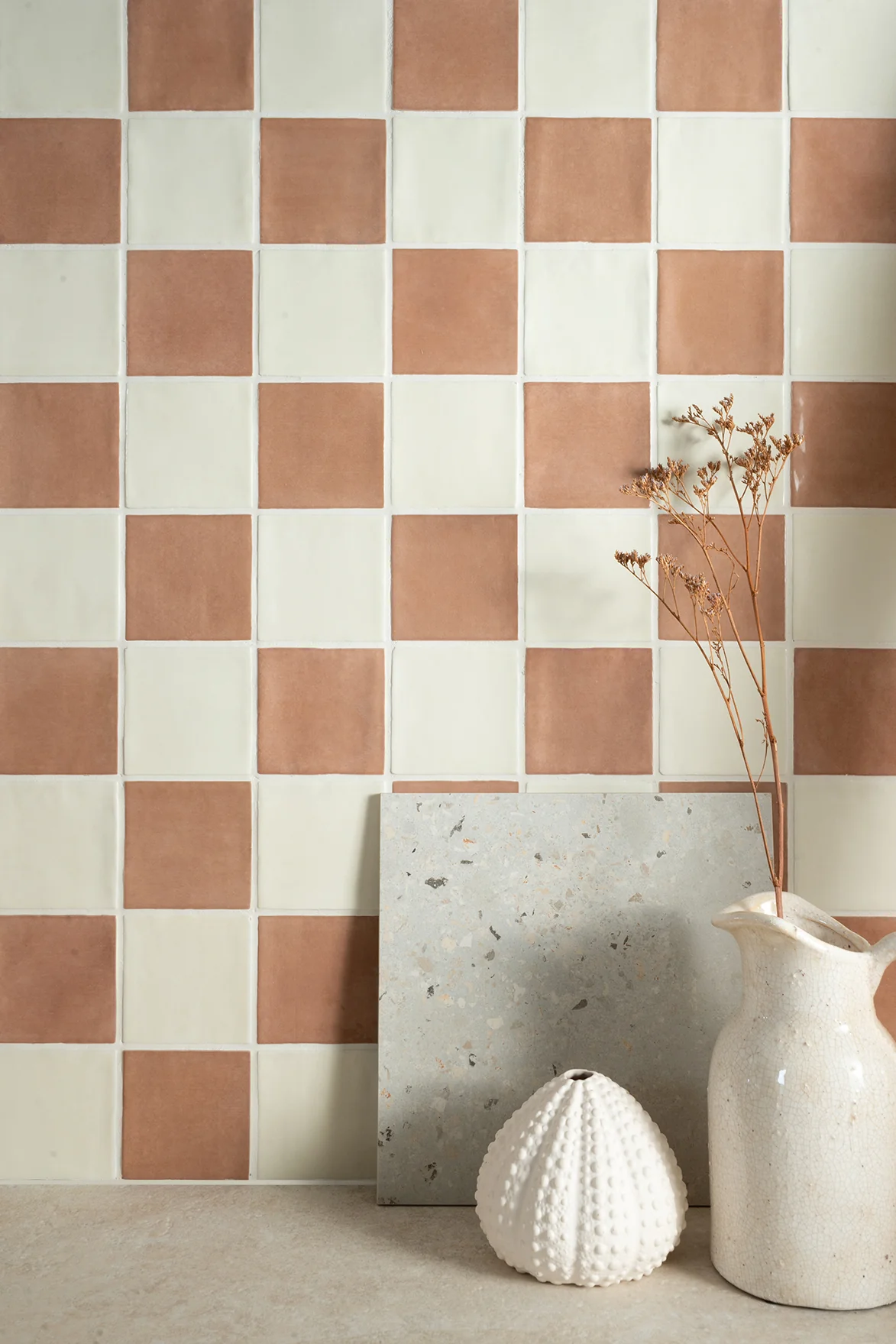 Farini Plaster and Chalk Glazed Square Chequerboard - Image 3