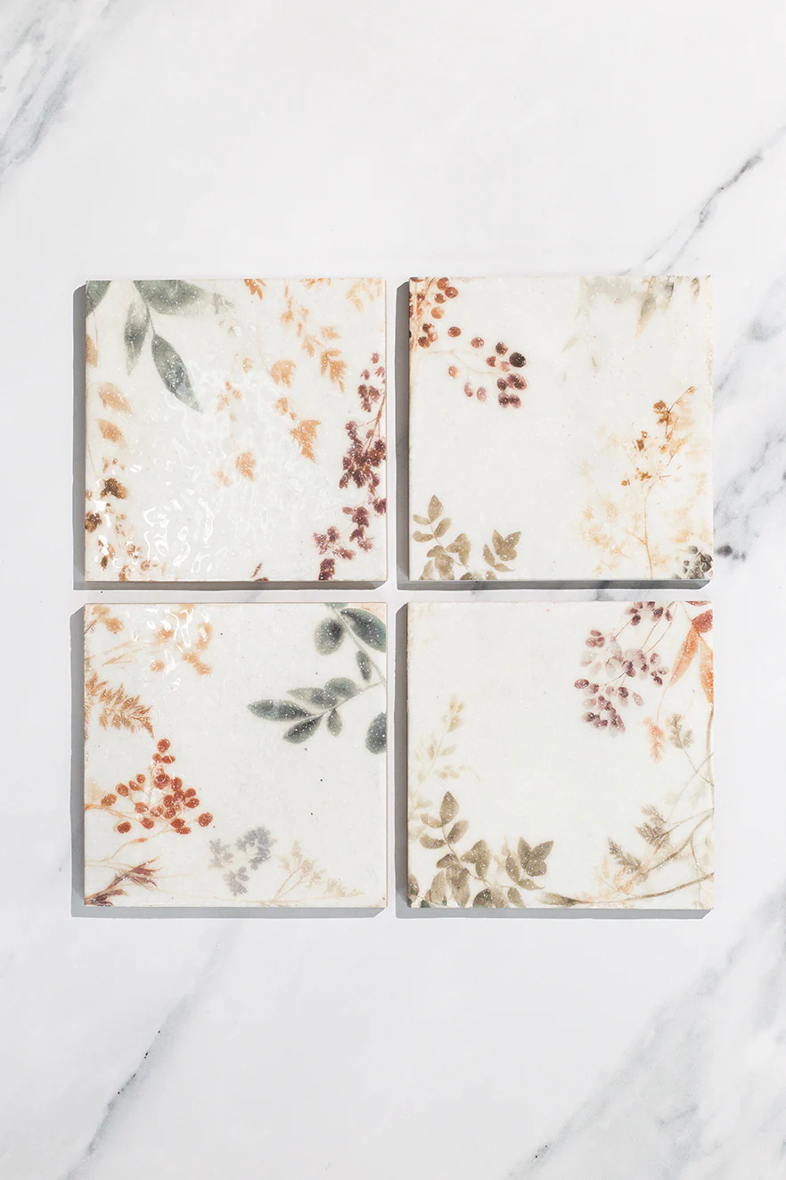 Flora Autumn Bloom Crackle Glaze Decorative Tiles