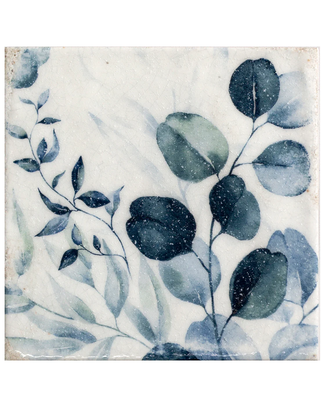 Flora Eucalyptus Blue Crackle Glaze Decorative Tiles - Image 3