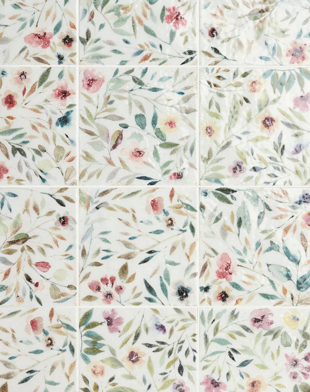 Flora Wild Meadow Crackle Glaze Decorative Tiles - Image 2