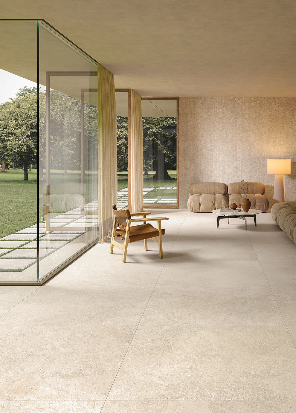 Hilcot Ivory Stone Effect Porcelain Tiles