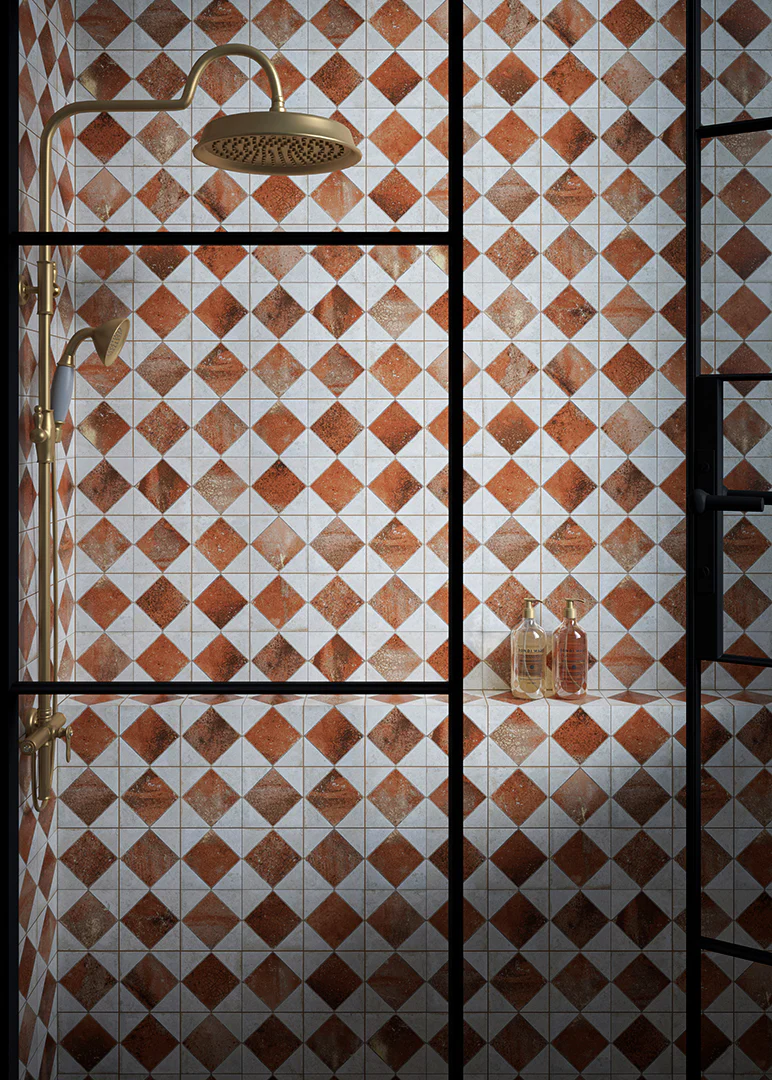 Julieta Autumn Red Chequered Tiles - Image 5