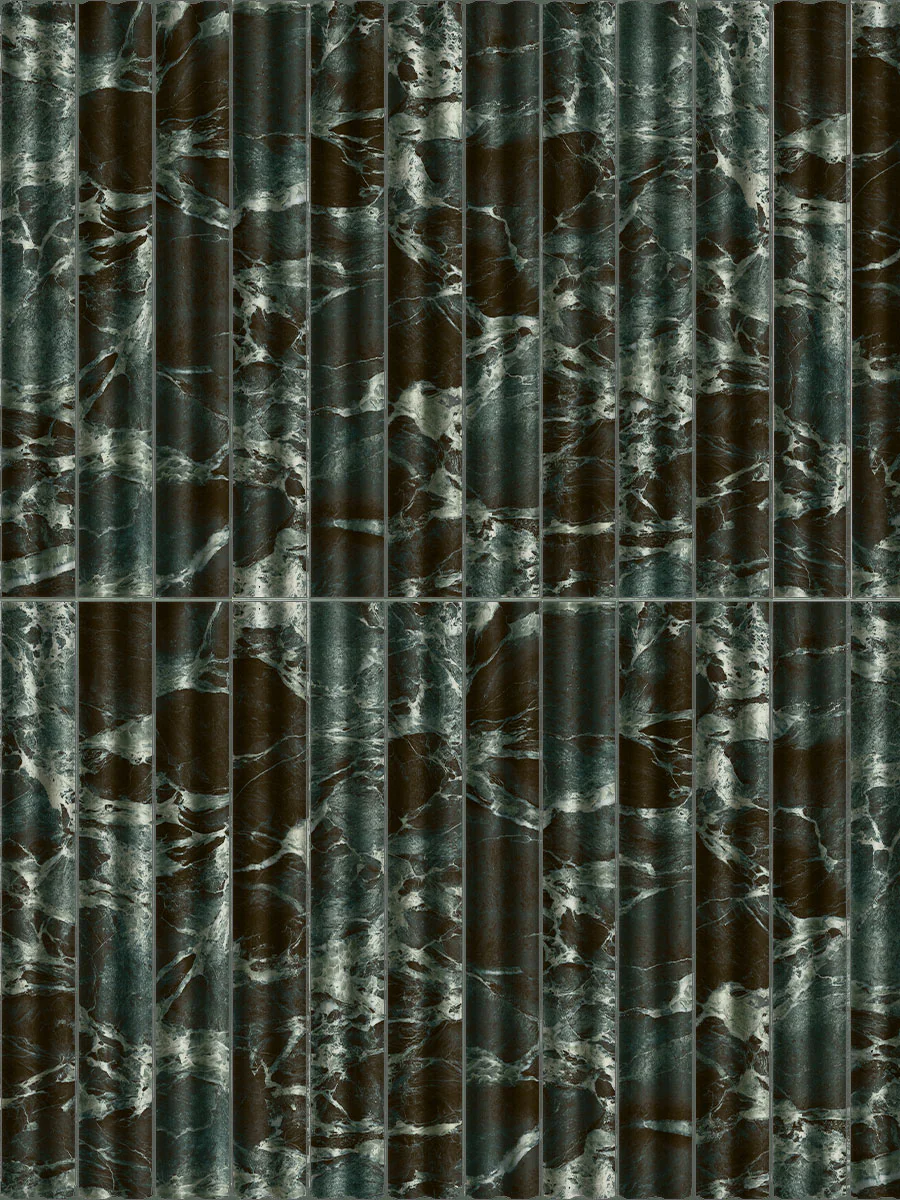 Zanetti Amazon Green Marble Effect Fluted Tiles - Image 3